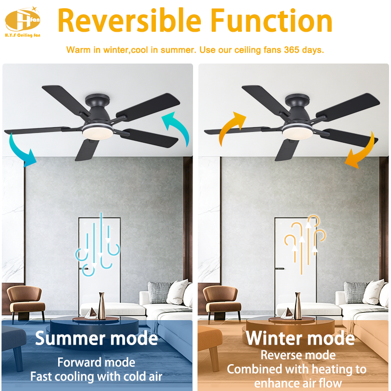 5-Blade Ceiling Fan DC Motor Dimmable RGB LED Light with Remote for Living Room