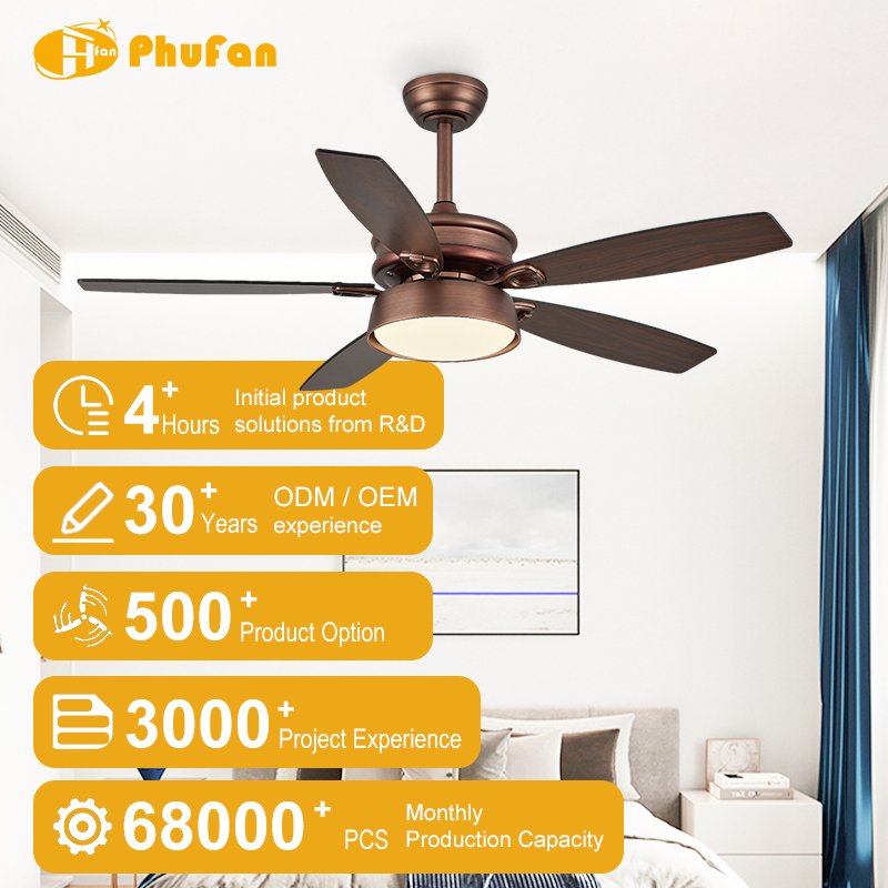 5-Blade Dual-Sided Wood Grain Ceiling Fan CE CB Certified for Farmhouse&Vintage