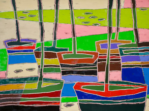 Boats # 29 oil on canvas, 42" x 56" x 1.5", 2021