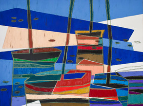 Boats # 30 oil on canvas, 42" x 56" x 1.5", 2021