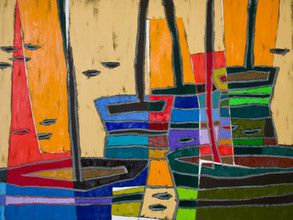 Boats # 31 oil on canvas, 42" x 56" x 1.5", 2021