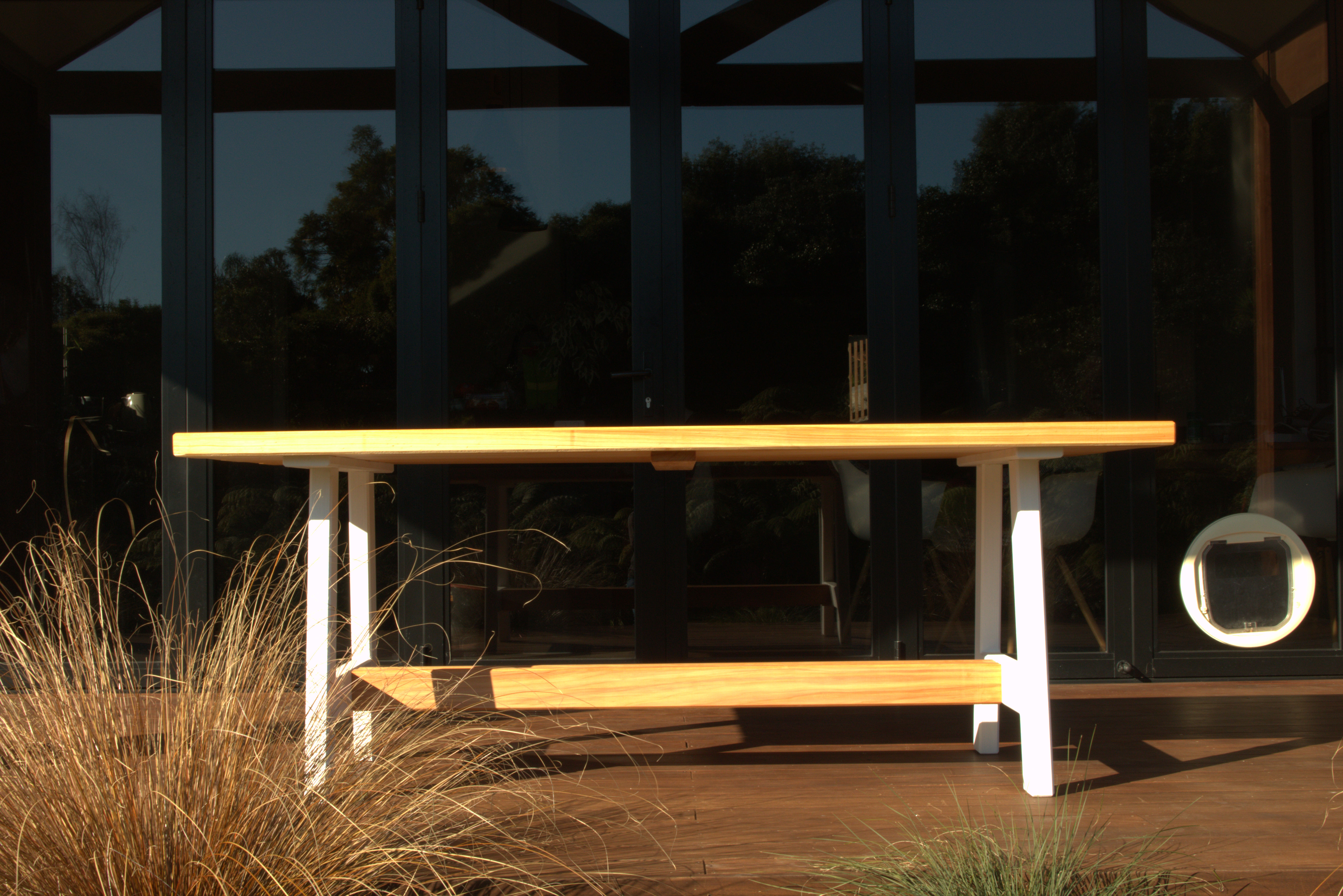 8 Seat Outdoor Dining Table (white)   ... Macrocarpa.