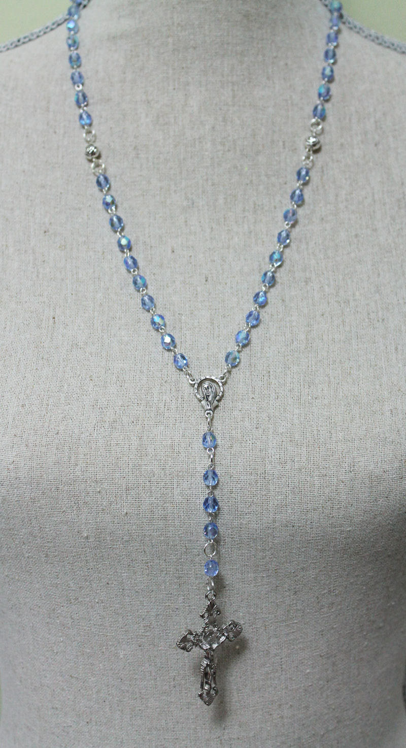 Thumbnail: Blue Crystal Rosary Necklace