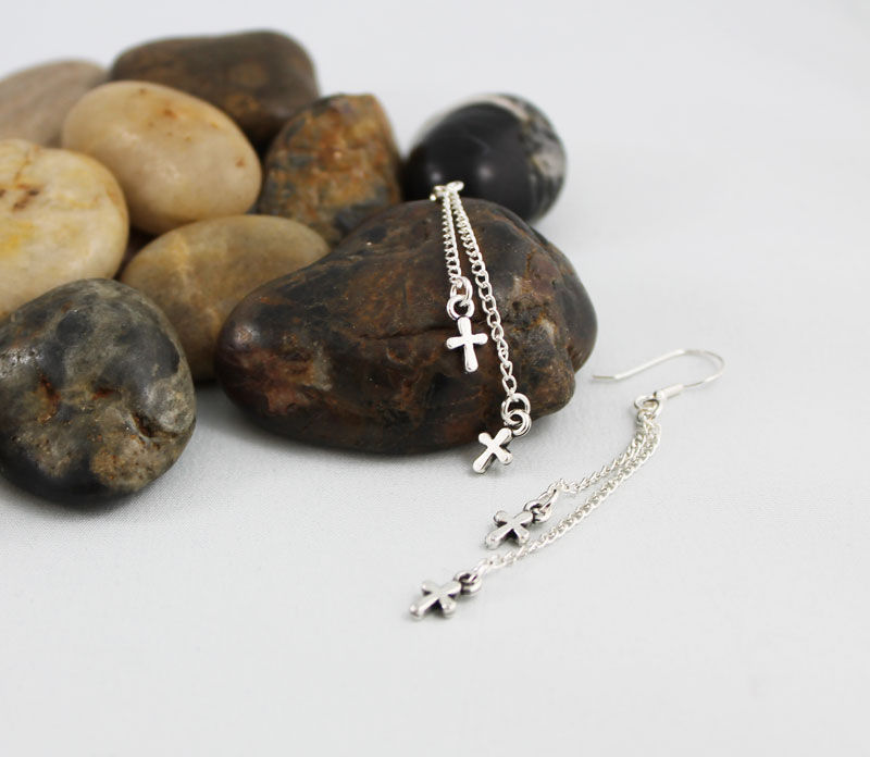 Thumbnail: Dangle Cross Earrings