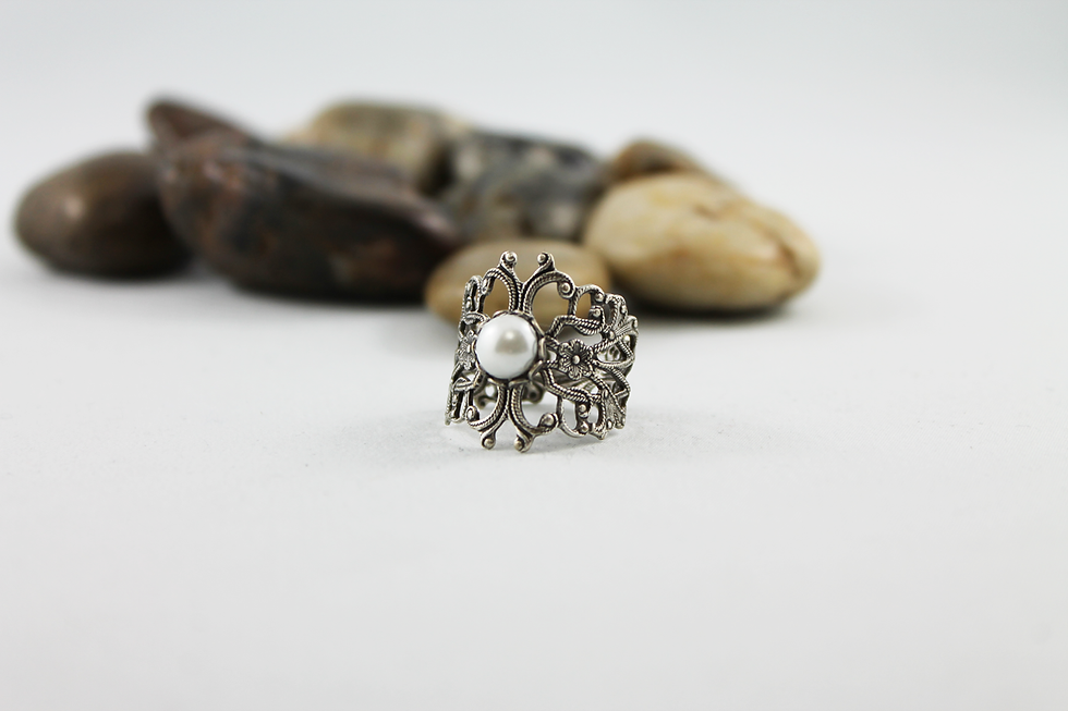 Thumbnail: Silver Victorian Filigree Ring