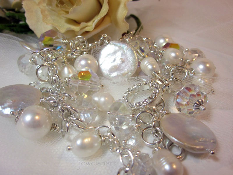 Thumbnail: Pearl Crystal Charm Bracelet