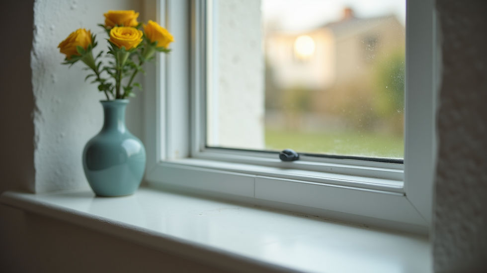 Eye-level view of a freshly painted window frame in a residential home