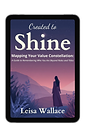 Book cover for 'Created to Shine' a guide on self-worth and purpose for women.