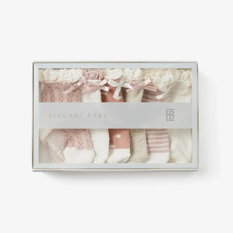 Elegant Baby - Fancy Pink Non Slip Baby Socks 6pk