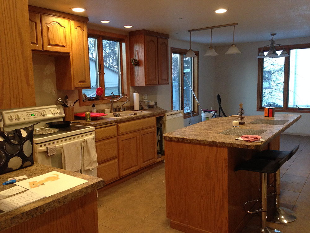 Original kitchen in DIY home renovation