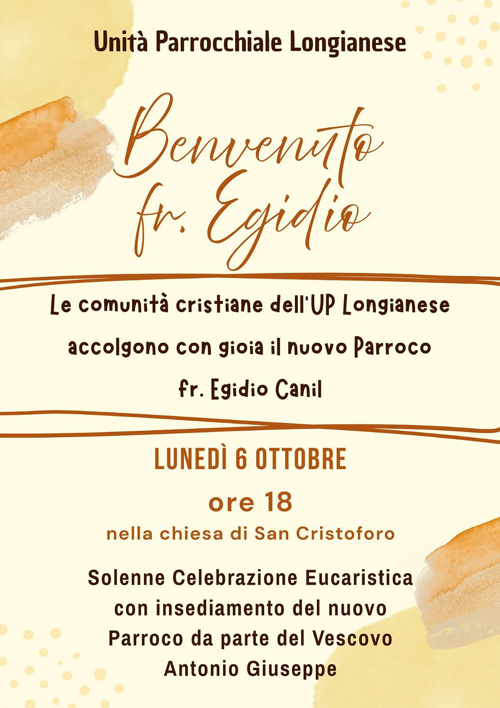 Messa di benvenuto al nuovo Parroco Fr. Egidio