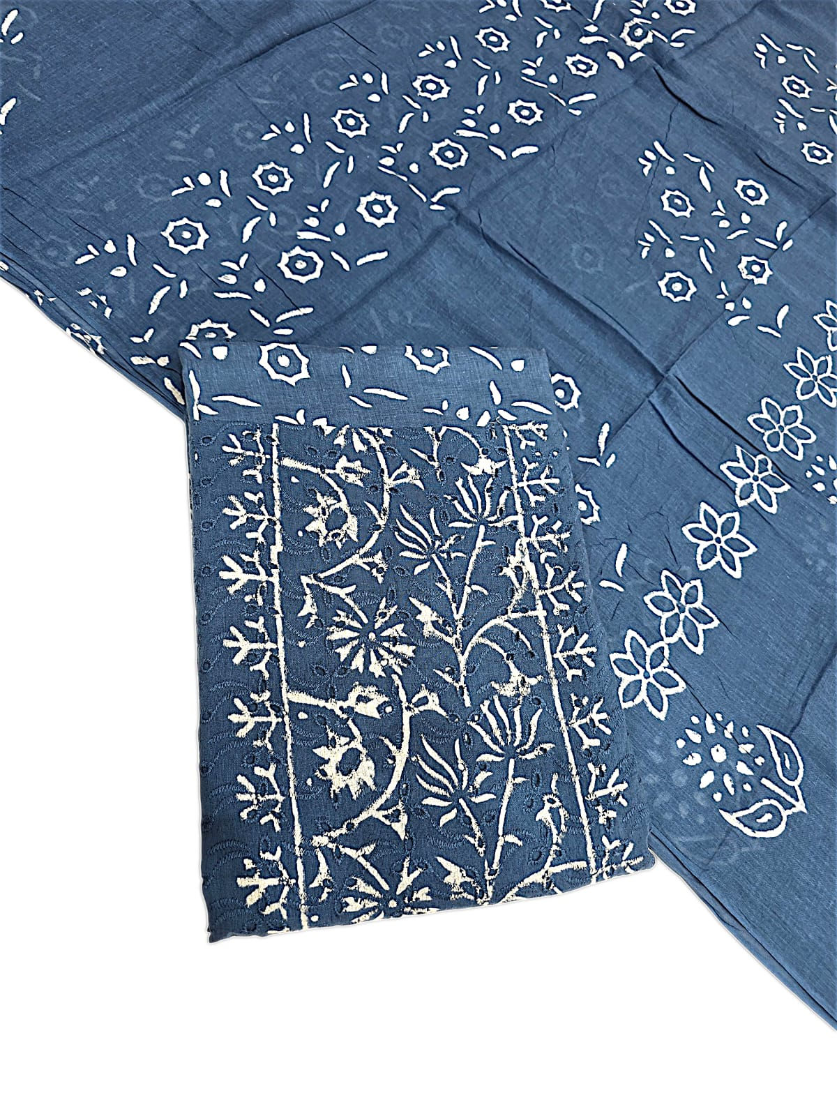 Batik Work with Dabu print Suit dress material Lino Cotton-Unstitched