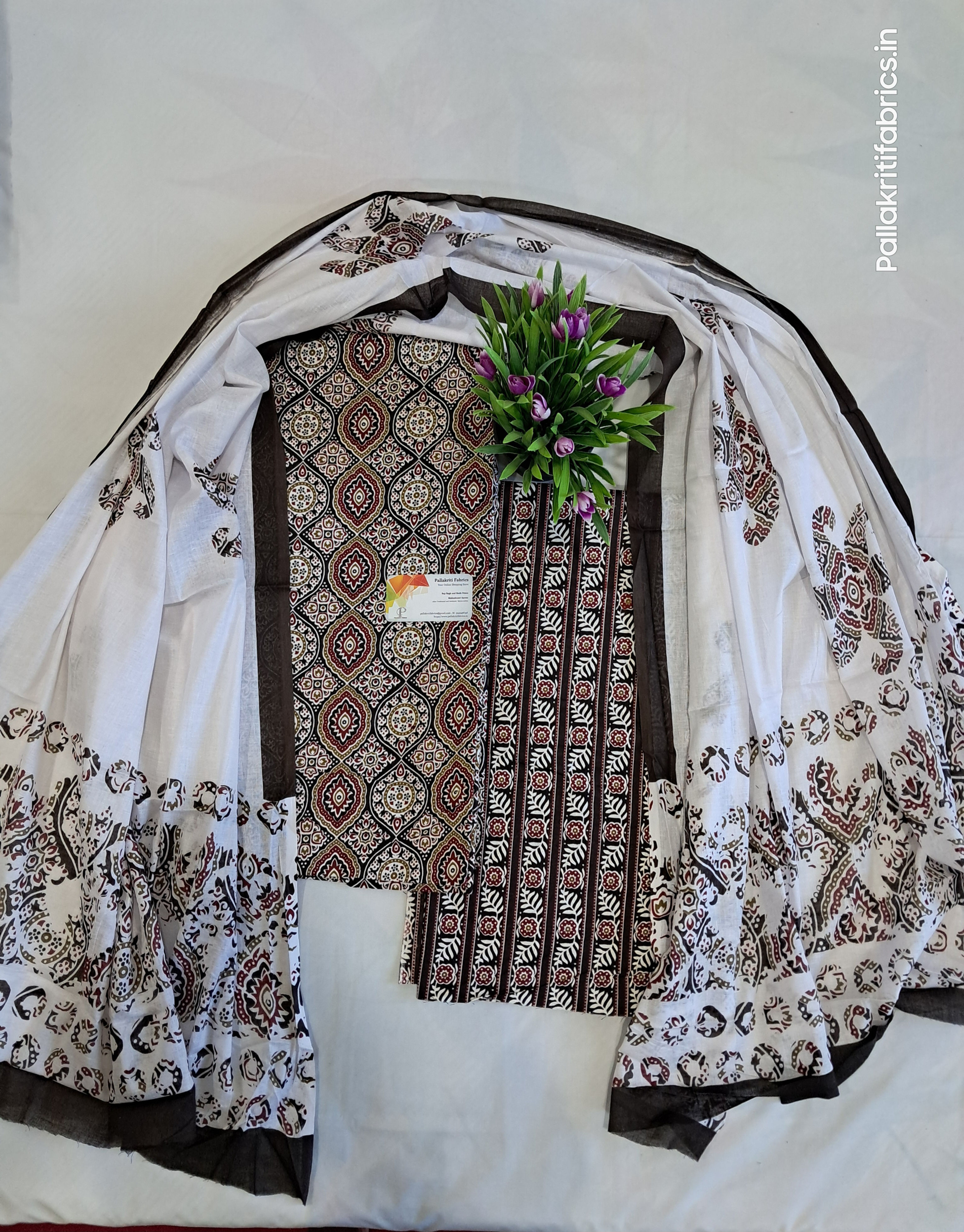 100% Cotton Ajrak print Suit - Unstitched with Stitching option