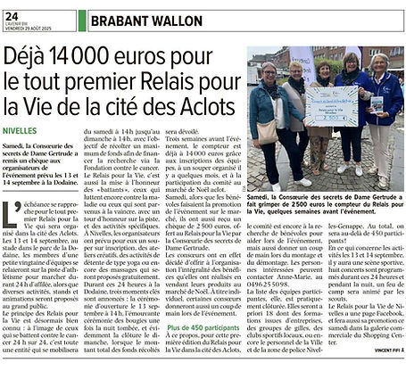 Article Journal L'Avenir BW Remise chèque Relais pour la vie.jpg