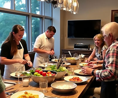 Blend entertainment and dining as guests watch, learn, and even join in the preparation —