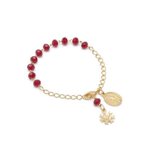 Pulseira Dezena Cristal Vermelho Nossa Senhora das Graças