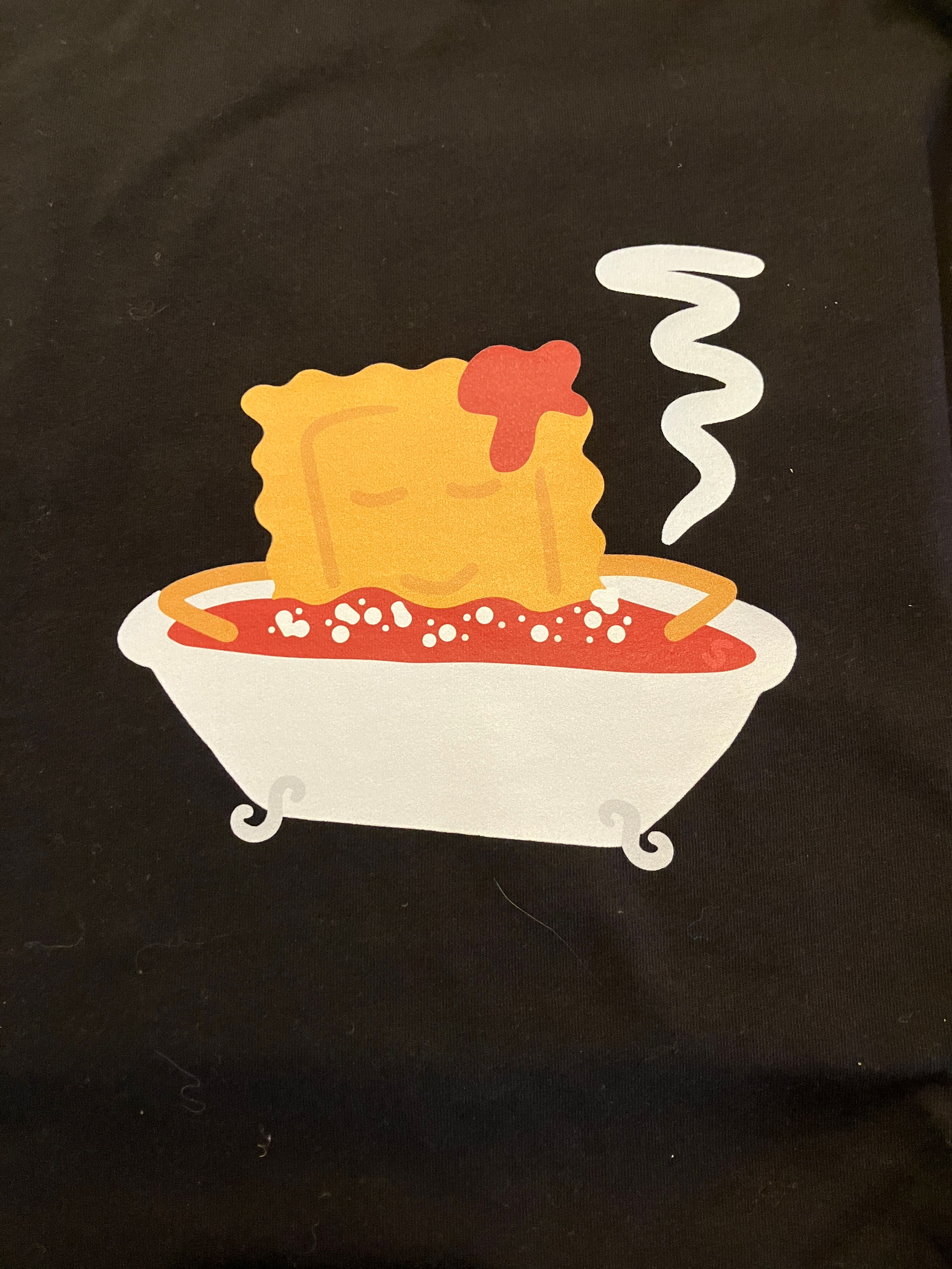 Toasted Ravioli Marinara Tub Bathtub Youth Tee Black