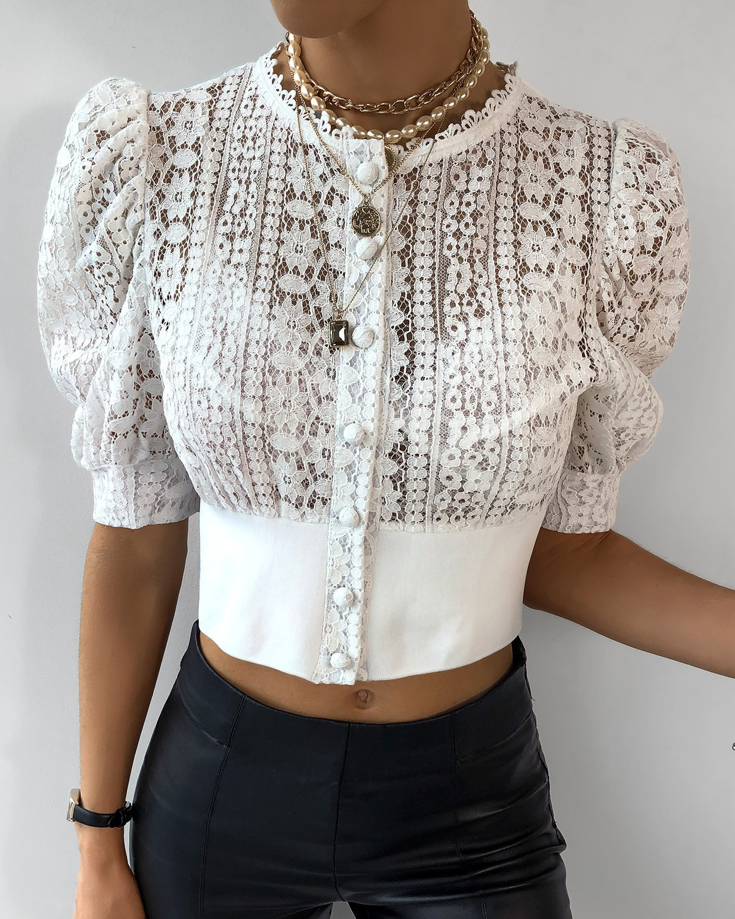Button Up Lace Shirt | The Retro Room