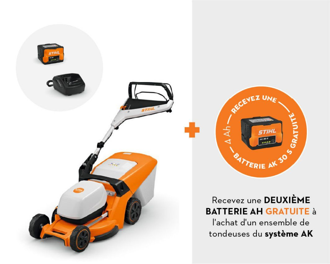 Ens. tondeuse autotractée à batterie AK STIHL RMA448VS