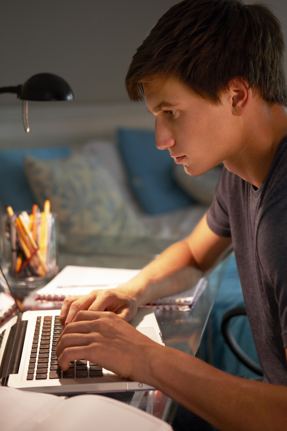 Boy desk typing computer EPQ extended project qualiication laptop The Parents' Guide to