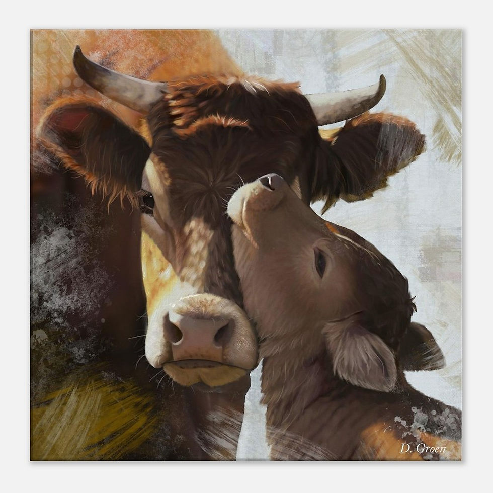 Thumbnail: Mother and Calf – Timeless Canvas Print