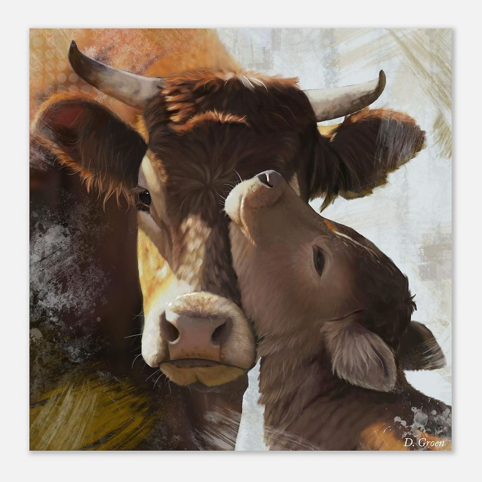 Thumbnail: Mother & Calf Portrait - Fine Art Print