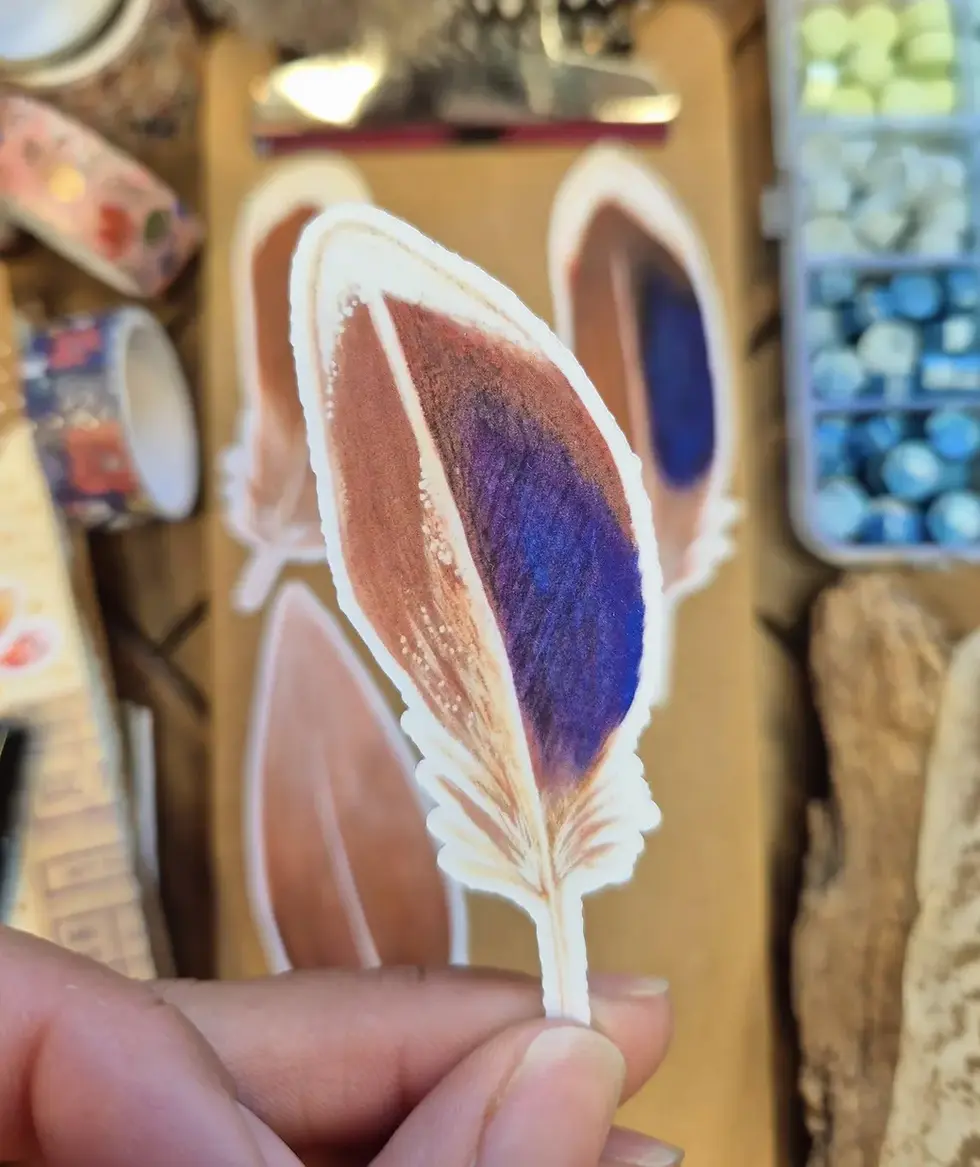 Thumbnail: Feathers ephemera - duck feather journal kit - Cardmaking supplies - Scrapbookin