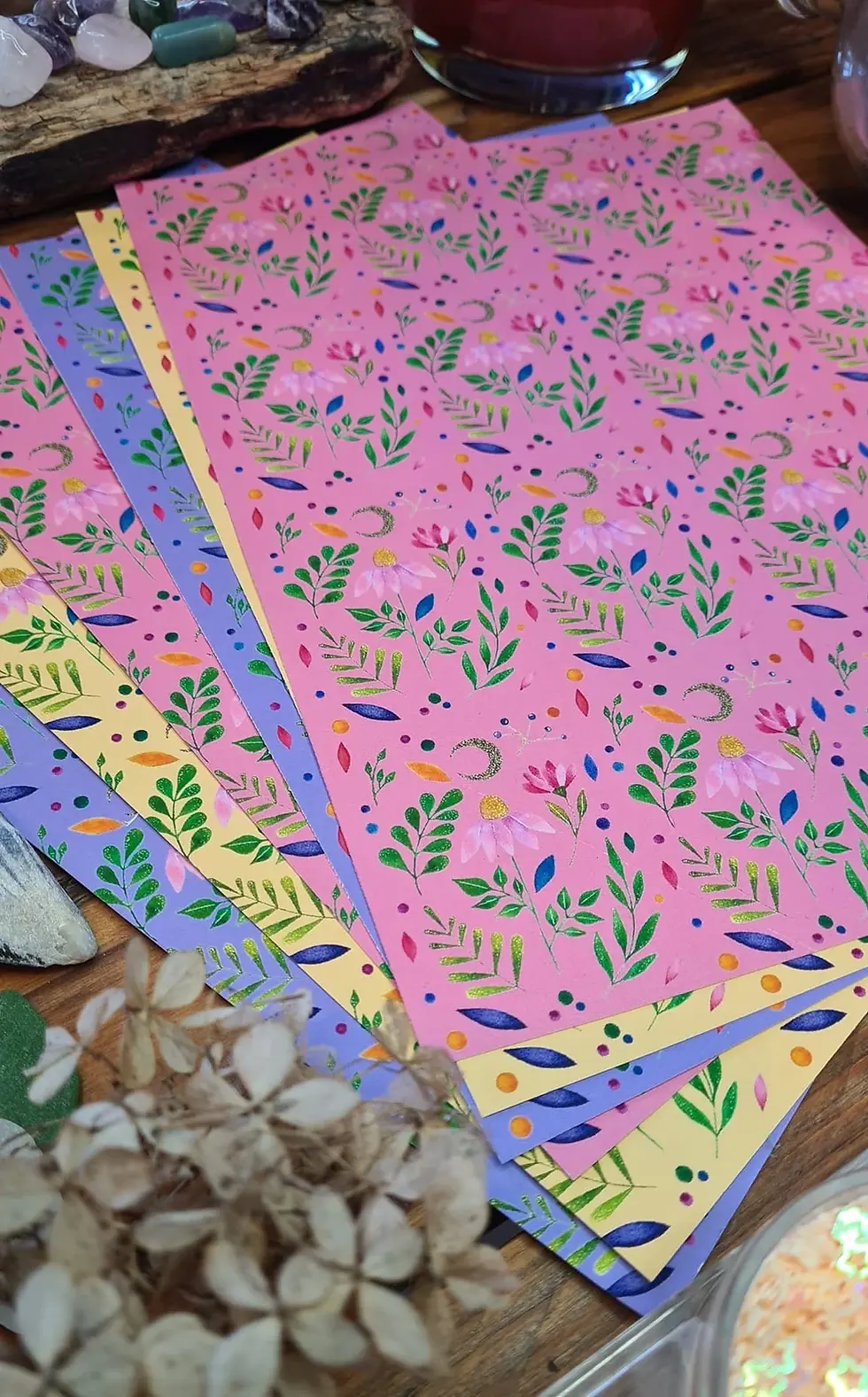 Thumbnail: Flower journal paper - A5 printed paper - flower paper for crafting