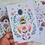 Thumbnail: Set of 3 folk style postcards - Rainbow stationery - Moon phases art