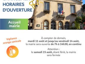 Horaires ouverture mairie - Fortes chaleurs