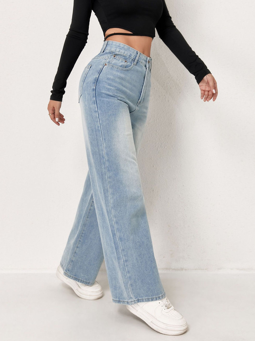 Thumbnail: Jeans For Woman Y2k Clothes Light Blue Wide Leg Denim Pants Loose Fashion Simple