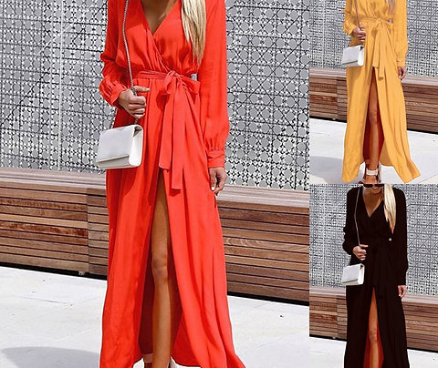 V-neck Fashion Red Dress for Women