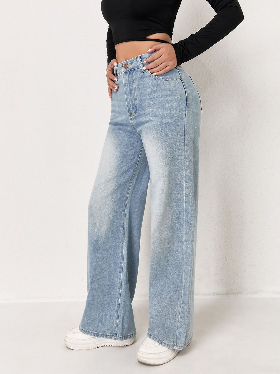 Thumbnail: Jeans For Woman Y2k Clothes Light Blue Wide Leg Denim Pants Loose Fashion Simple