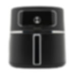 TORNADO Heißluftfritteuse |  Frontansicht Schwarze mit glänzender Front, Drehregler und herausziehbarem Garbehälter