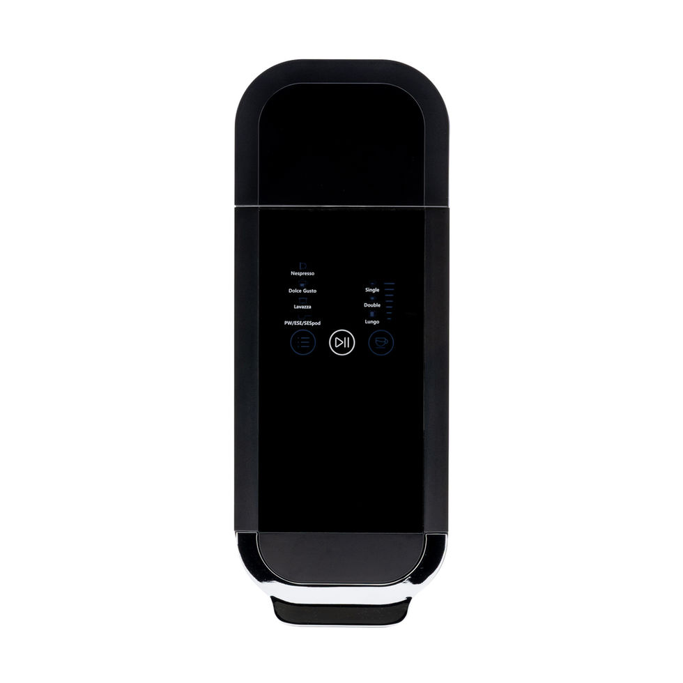 TORNADO TCM7042-GS | Draufsicht der Kapselmaschine mit beleuchtetem Touch-Bedienfeld