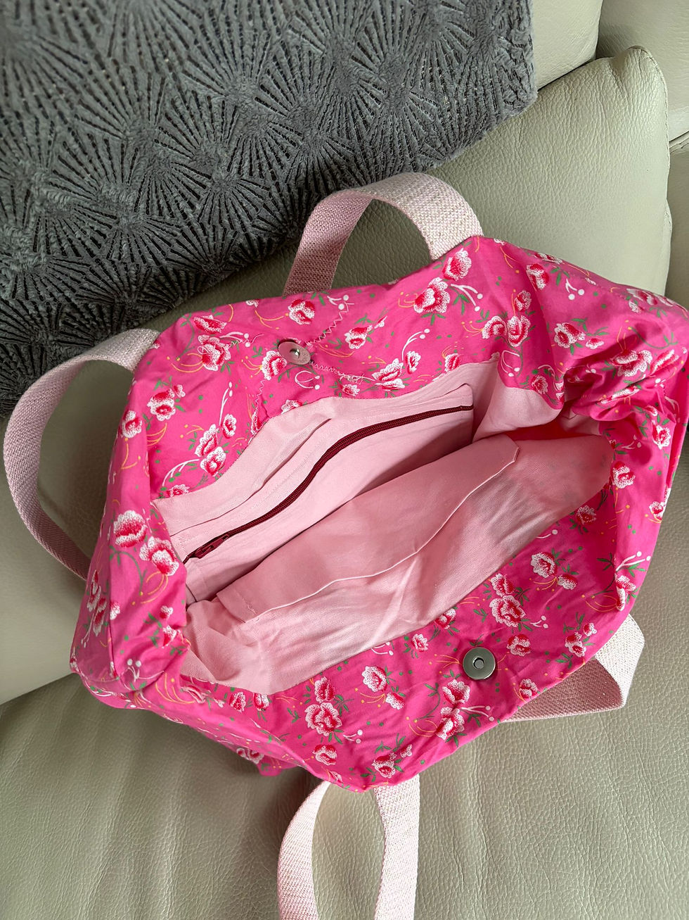 Miniature : Sac Cabas fleuri rose