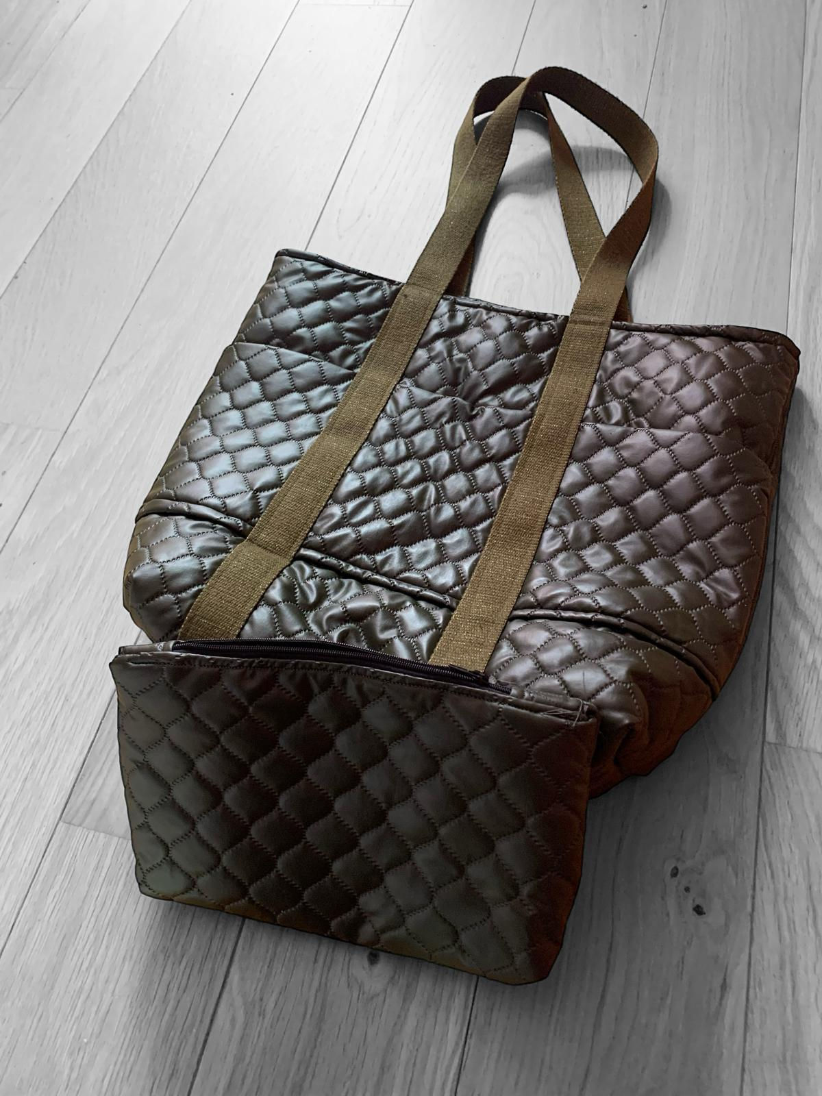 Sac Cabas vert kaki simili cuir