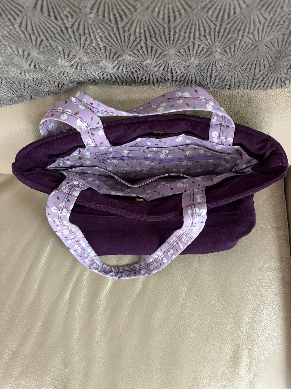 Miniature : Sac Cabas violet en velours cotelé