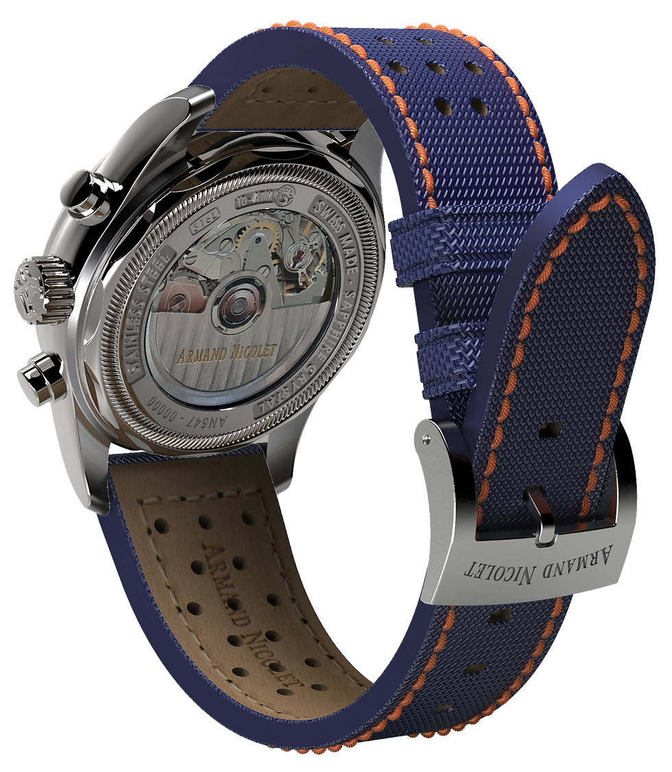mechanical automatic blue & orange with blue canvas strap