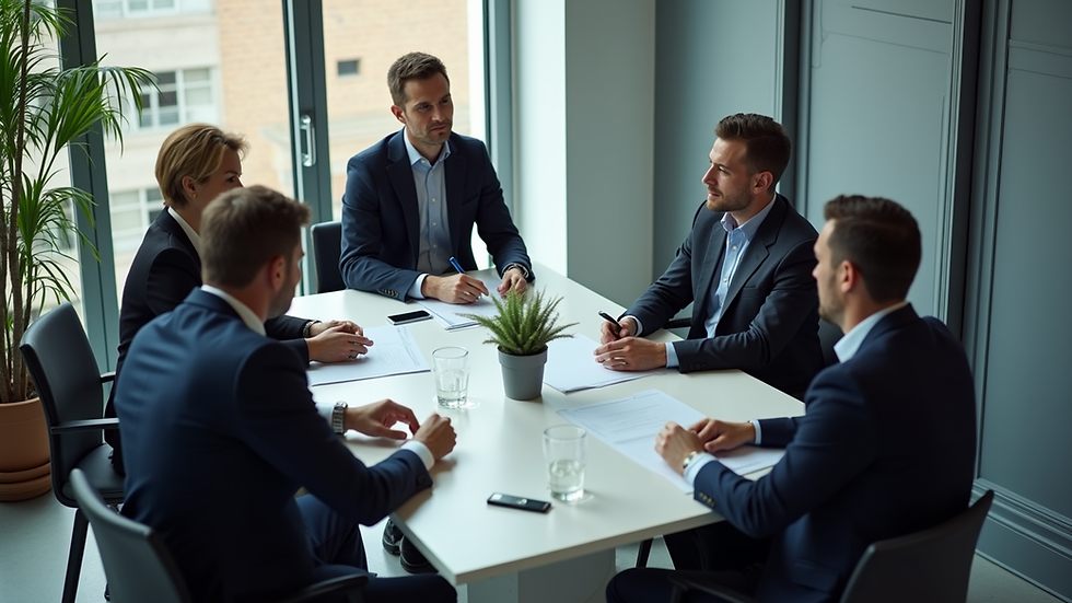 High angle view of a business meeting discussing market expansion