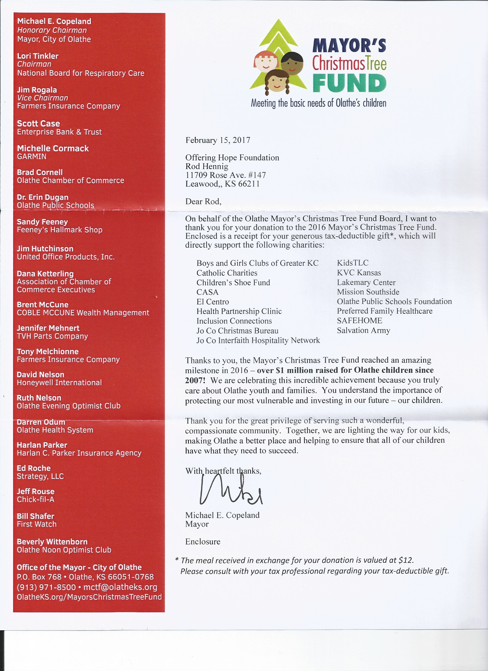 Olathe Mayor's Christmas Tree Fund