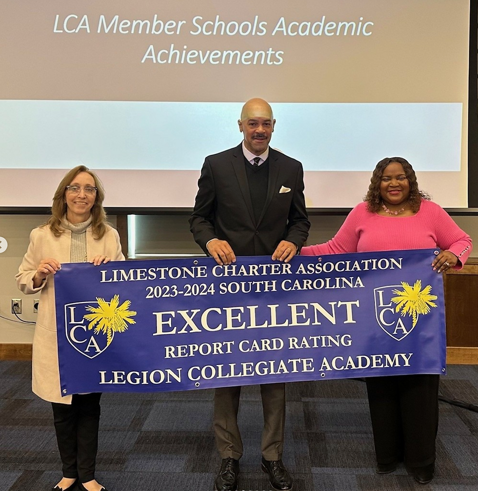 An image of our Superintendent, Angel, and Legion Collegiate Academy.