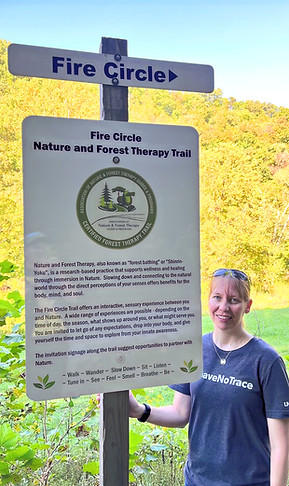 Christine with Fire Circle Trail Sign (1