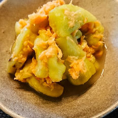 ナスと鮭の和え物