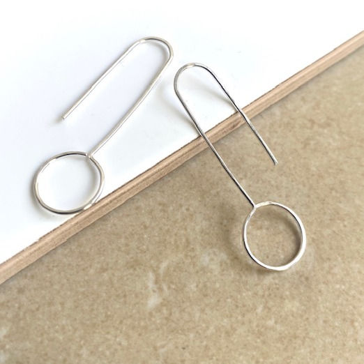 silver long drop textured earring findings