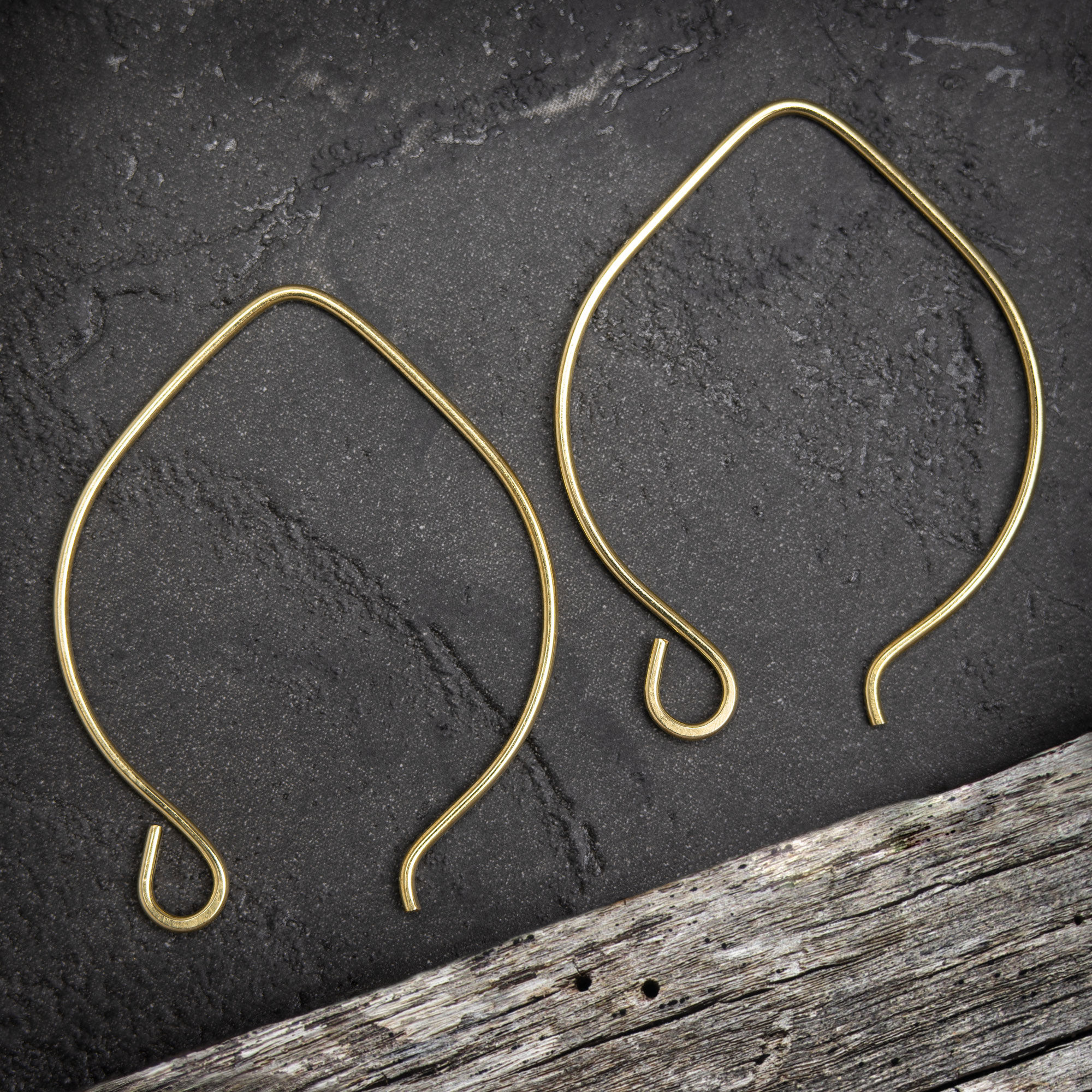 Raw Yellow brass large marquise earwires