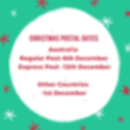 XMAS Postal Dates Australia -6th Decembe