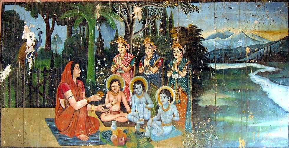 Anasuya feeding the Hindu Trinity