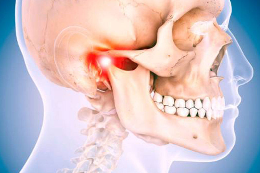 Çene eklemi anatomisini gösteren detaylı medikal çizim.