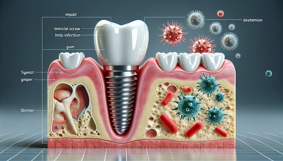 Çene kemiğine yerleştirilmiş diş implantının 3D görseli.